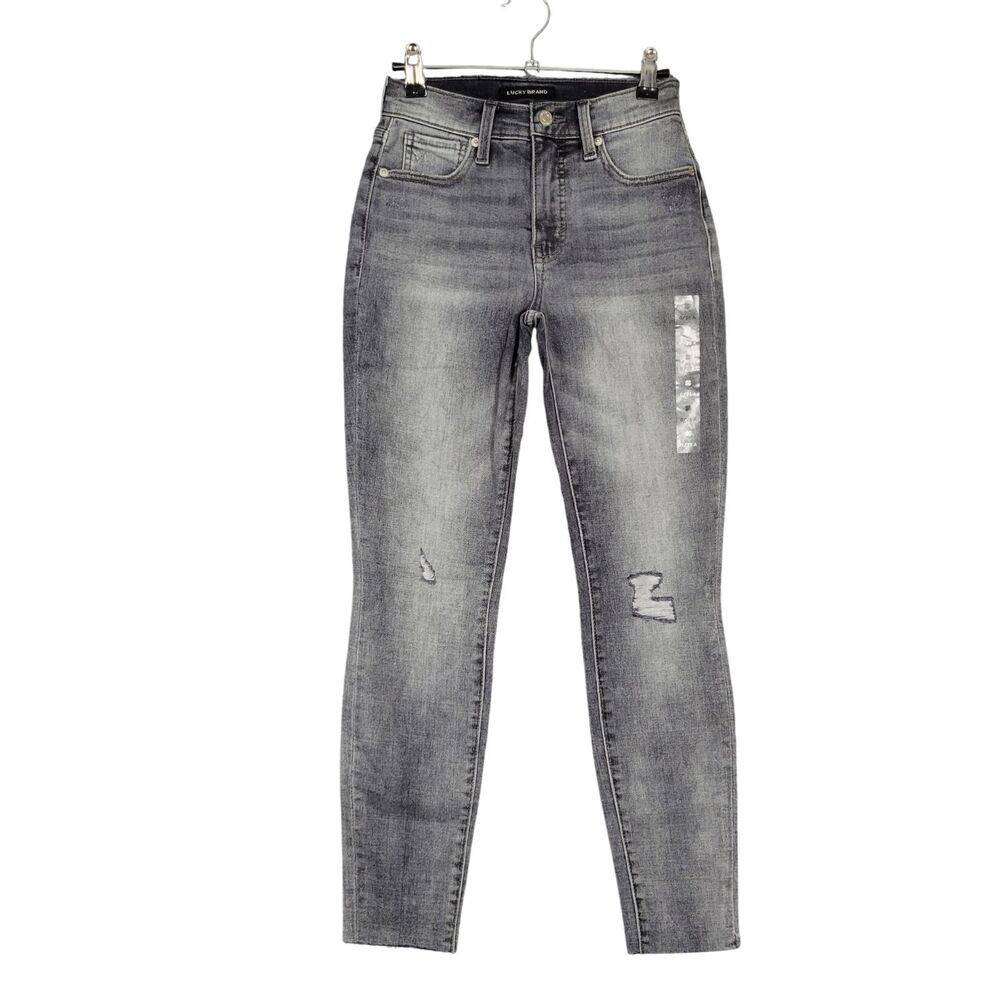 NWT LUCKY BRAND Gray Bridgette High Rise Skinny Stretch Denim Jeans SIZE 0 / 25
